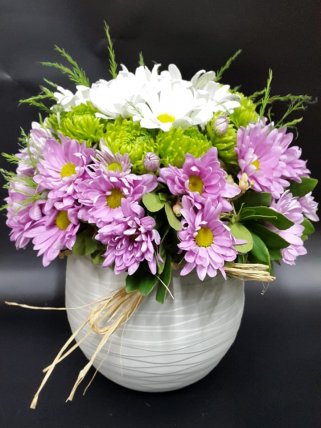 Renkli Krizantem Aranjmanı - Eskişehir Çiçekçi